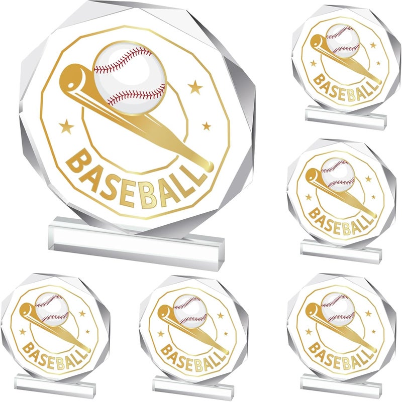 Anglechic 6 Pack Sports Trophy Acrylic Award Medals 4.72 x 4.72 Inch Sports Contest Trophies Bulk Plaques Team Prize Gift Trophies for Competition - Image 1